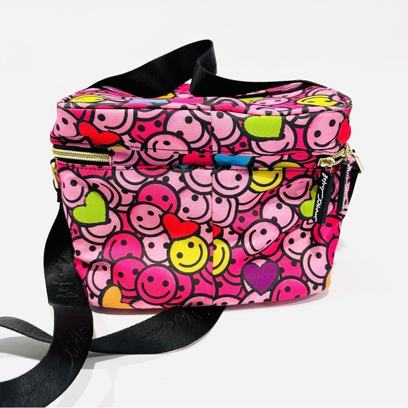 Betsey Johnson Pink Smiley Face Crossbody Lunch Bag Tote - Picture 6 of 10